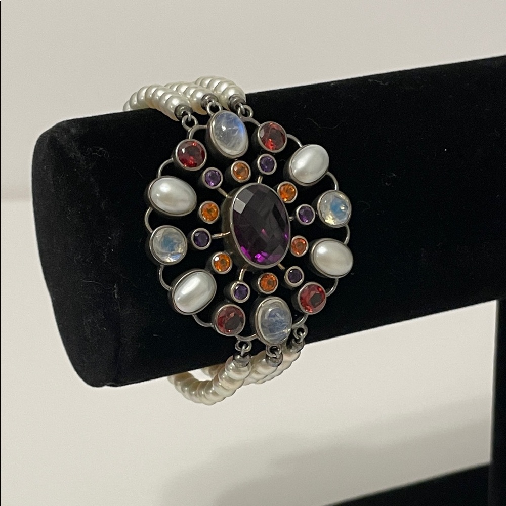 Nicky Butler Vintage Raj Collection Multi Strand Pearl And Gemstone Bracelet